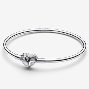 NWT RARE Pandora Radiating Heart Clasp Bangle Bracelet Sterling Silver
